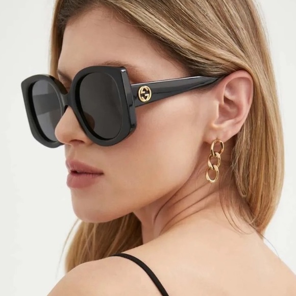 NEW GUCCI WOMEN BLACK SUNGLASSES - Picture 1 of 11